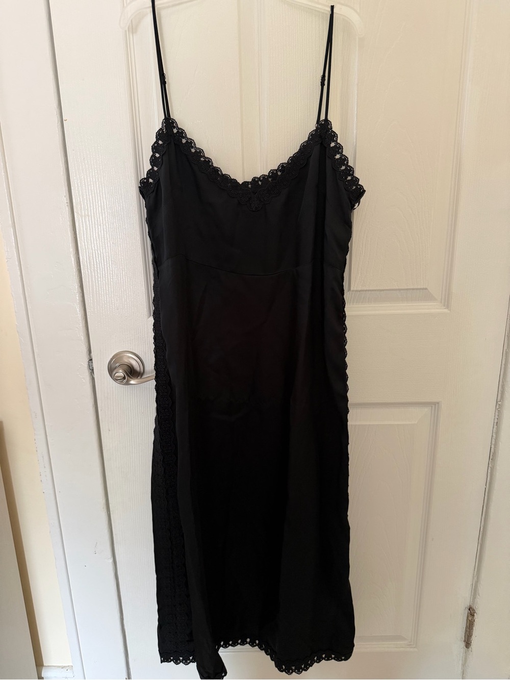 J. Crew Black Lace-Trim Slip Dress